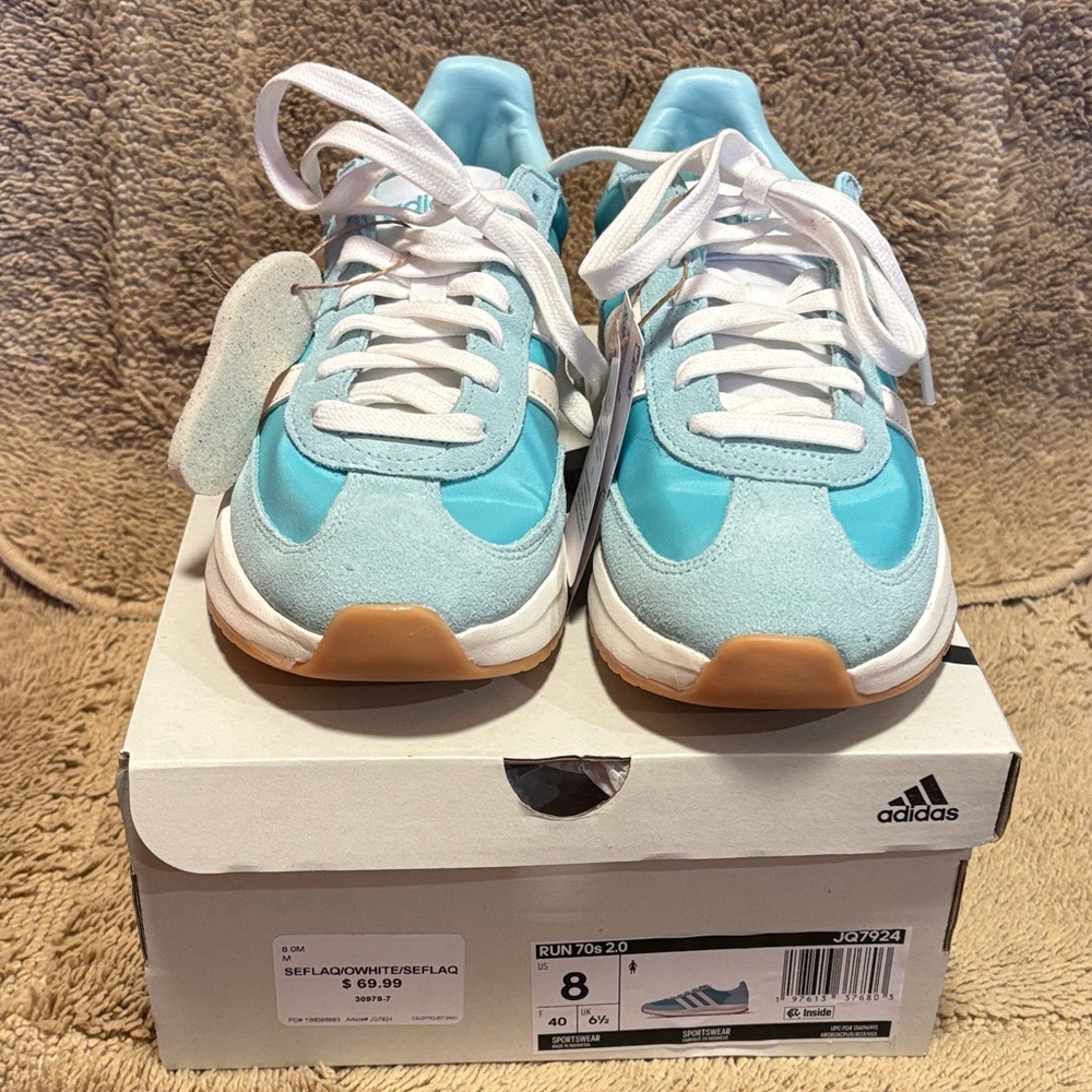 adidas Women's Light Aqua & White Retro Runner Sneakers